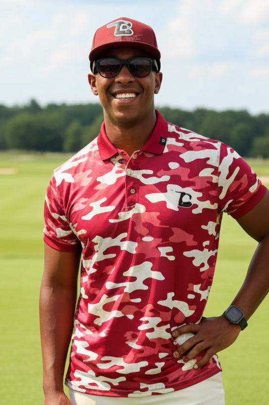 LBOW Crimson and Maroon Camo Polo