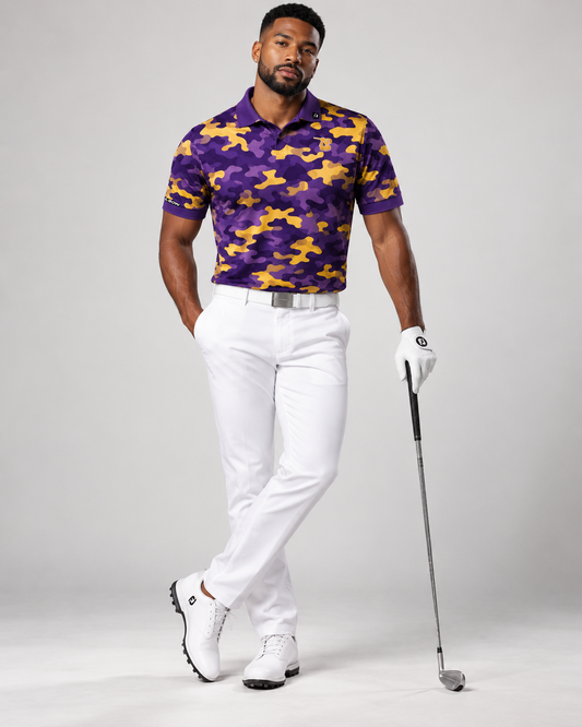 Purple & Gold Camo Polo