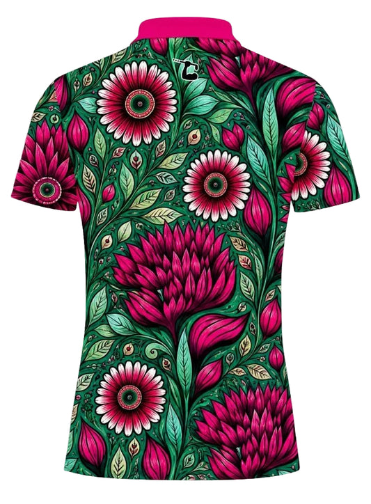 Azalea Bloom Polo (Pink/Green) - Womens