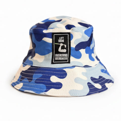 Reversible Bucket Hat - Blue Camo/White