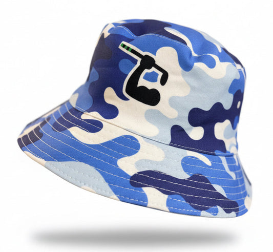 Reversible Bucket Hat - Blue Camo/White