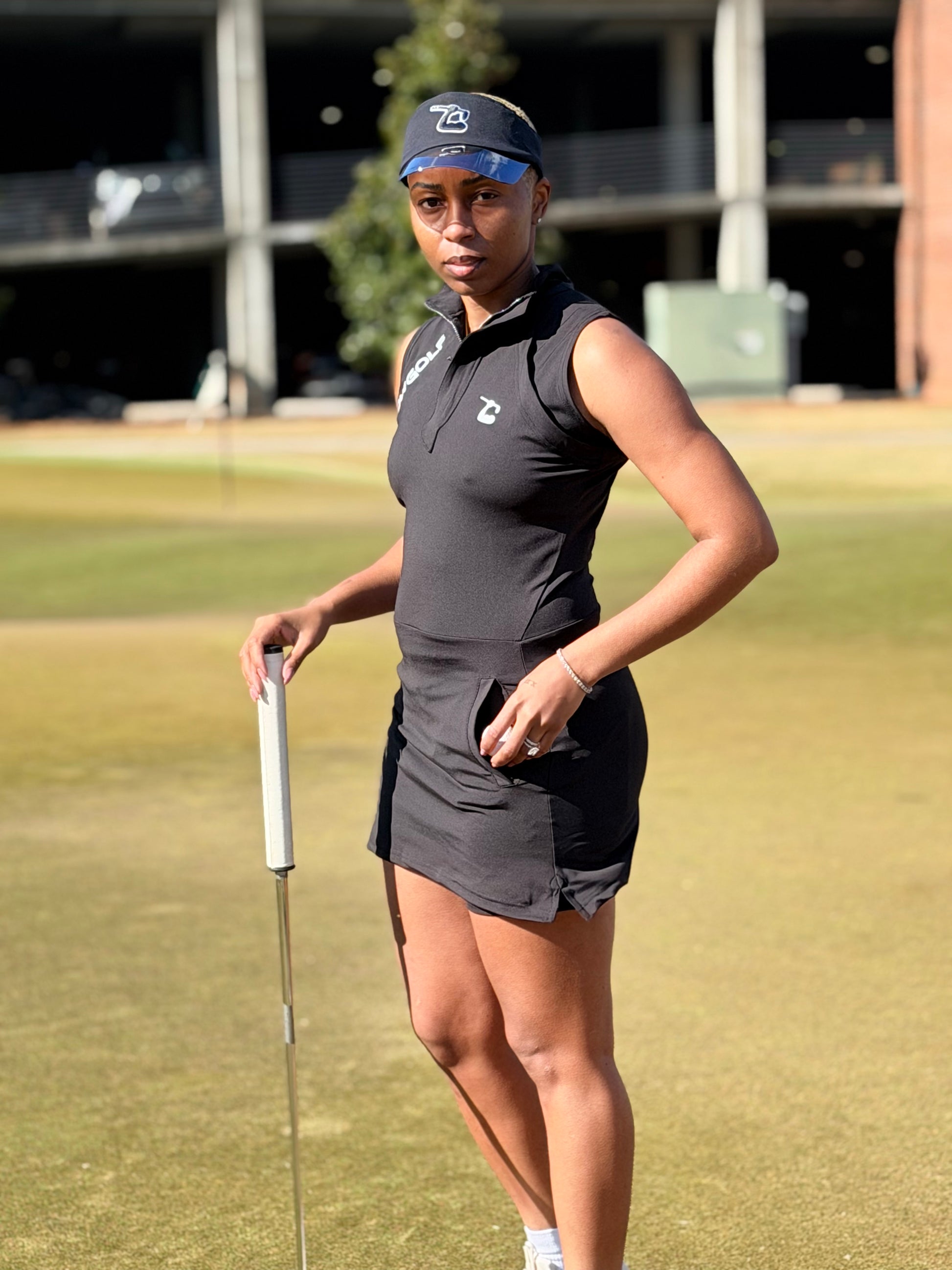women golf dresses Womens Performance Dress - Midnight Swing line silhouette and color Comfort+ Golf Dress w/ UV