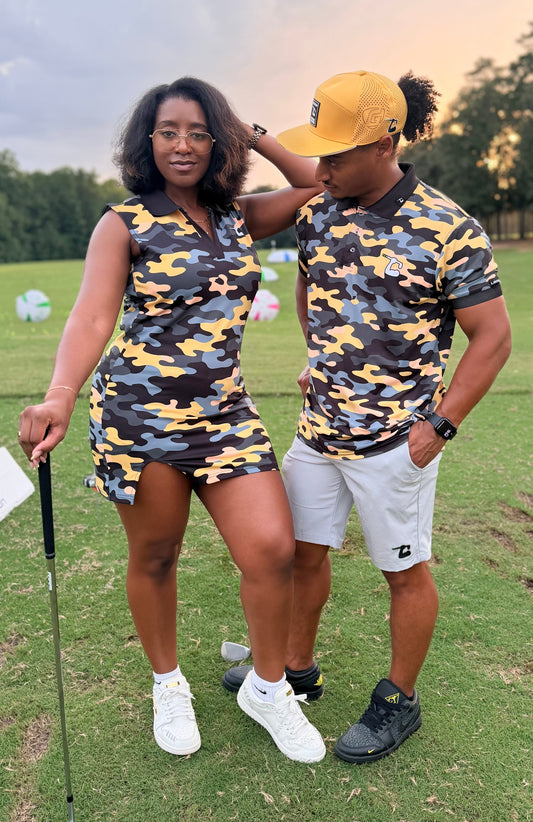 Black and Gold Camo Polo