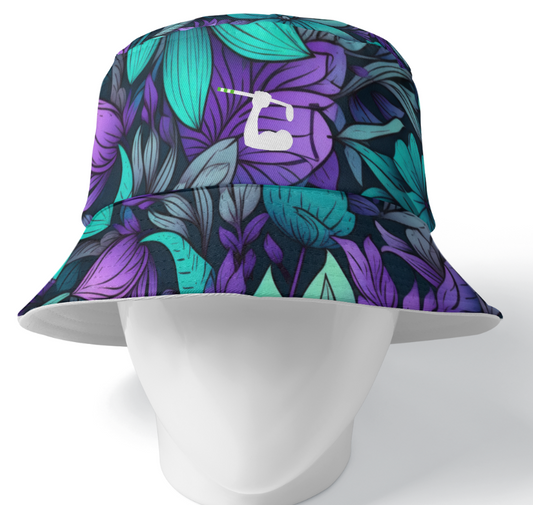 Reversible Bucket Hat - Teal & Purple Floral Floral