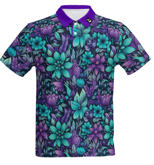 Teal & Purple Floral Polo