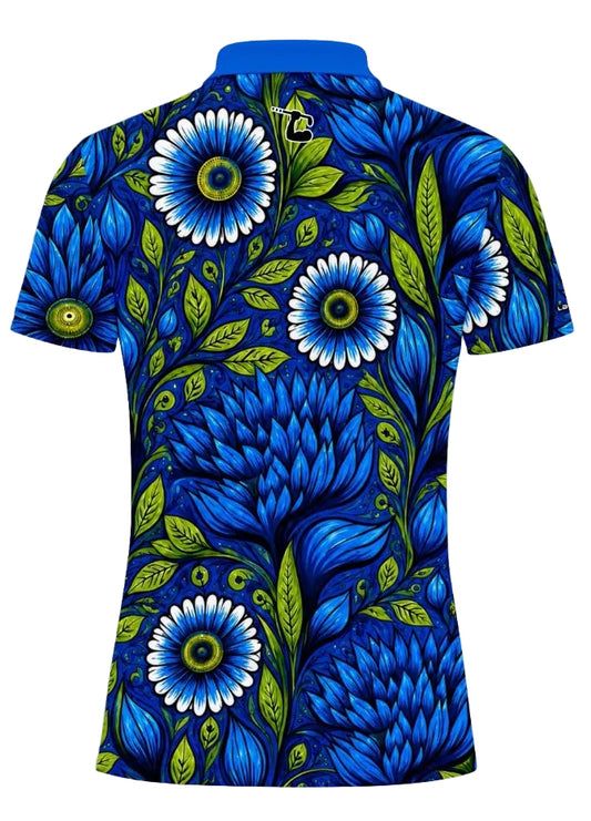 Cobalt Bloom Polo (Blue) - Womens
