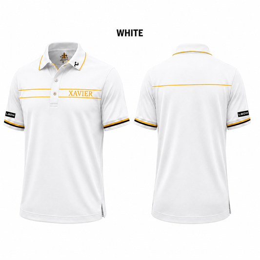 Xavier polo in white, front and back